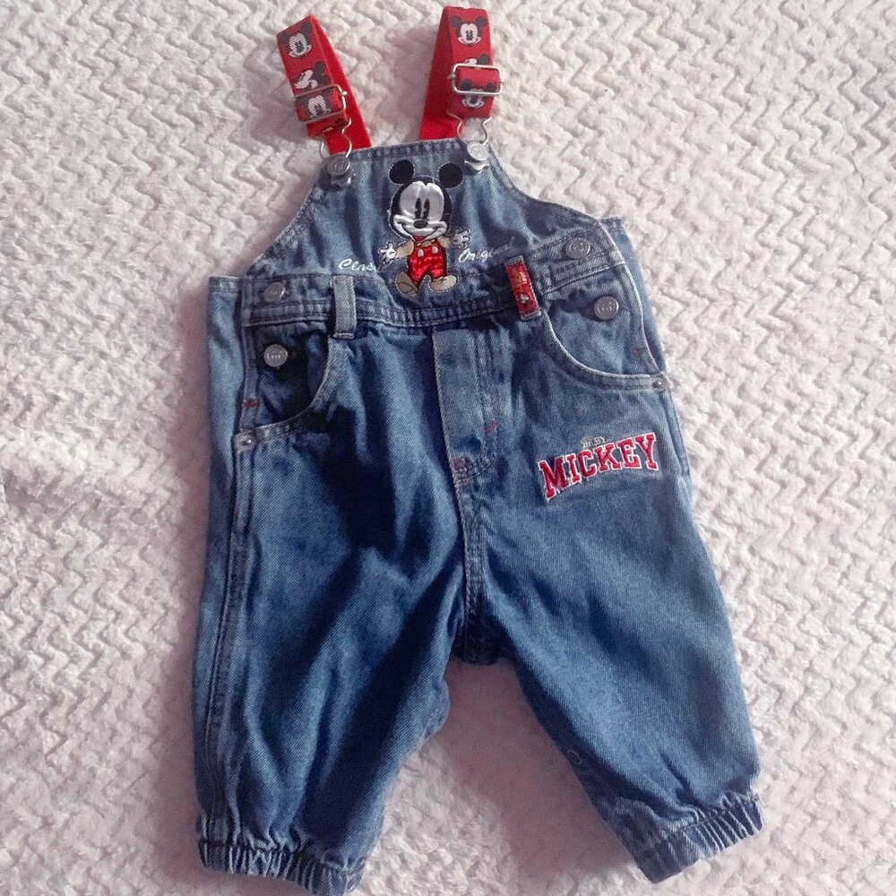 Vintage Mickey Mouse Denim Overalls Disney Baby Mickey & Co Size